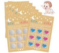 QYJMLH 7PCS Tarjeta de rascar para anuncio embarazo original del sexo del, tarjeta de rascar anuncio del género del, juego de tic tac Toe revelador de género niña o niño （Chico）