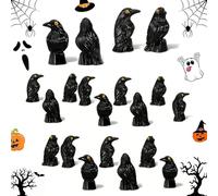 QYJMLH Figuras Pequeñas de Cuervos Resina, 20PCS Estatuas Cuervo Negro en Miniatura para Halloween,Decoración Escenas de Halloween Decoración Gótica para el Hogar-3 * 1.6CM