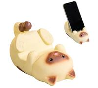 QYJMLH Funny Cat Holder,Soporte Movil Mesa,Soporte Universal para teléfono móvil para Escritorio,Gato Lindo Universal Soporte Móvil,Soporte para BolíGrafo para Hogar-8.3 * 5.8 * 5CM (Marrón Blanco)