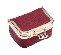 Qyljeiwred Monedero de Cuero | Pequeña Bolsa de cosméticos | Monedero para Llaves de Coche, Organizador con Cierre de Beso para Mujer, Rojo Vino, Refer to Description, Unisex