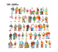 QYMDRION 200 figuras de personas pintadas al azar, modelo a escala 1:87, trenes, figuras de plástico arquitectónico, pequeños pasajeros para escenas en miniatura