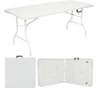 QYMLSH Mesa Plegable - Tablero De Plástico, Estructura Y Patas De Acero - Resistente Al Agua Y Duradera | Ideal para Camping, Barbacoas Y Jardinería - Fácil De Guardar(180 * 74 * 74cm)