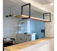 QYMYOZ Botellero Colgante de Hierro Forjado con Soporte para Plantas de Madera Maciza. Estante de Techo de un Nivel para Bar y Almacenamiento. Fácil instalación. Soporte flotant