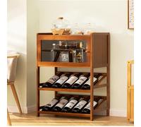 QYMYOZ Botellero de bambú Independiente de 3 Niveles con Compartimento para 15 Botellas de Vino Tinto o champán. Ideal para el hogar. También Sirve como pequeño Armario para Vin