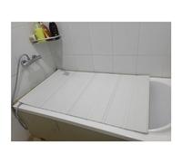 QYMYOZ Cubierta de bañera para la mayoría de bañeras de tamaño estándar, Tapa de bañera con Obturador de Tablero Aislante a Prueba de Polvo, Bandeja de bañera, Soporte Plegable de fácil instalació