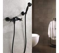 QYMYOZ Grifo de bañera con Ducha, grifos de baño para bañera, Grifo de bañera de latón Antiguo montado en la Pared con Ducha de Mano, Grifo de bañera de Mano de Bronce, BlackOne