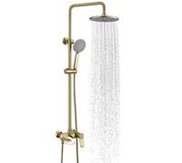 QYMYOZ Grifos, Ducha con caño de bañera, Juego de Grifo de Ducha de Pared para baño, Grifo Mezclador de Ducha Monomando de 3 Funciones con Cabezal de Ducha Tipo Lluvia y rociad