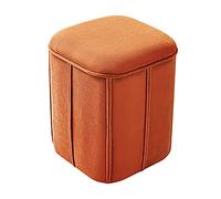 QYMYOZ Reposapiés pequeño con Almacenamiento, de Terciopelo, Bonito Taburete Tipo Cubo para Sala de Estar, Dormitorio, Entrada, Rosa, 32 x 32 x 45 cm, Naranja, 32 x 32 x 45 cm