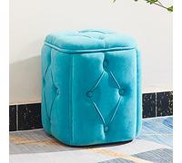 QYMYOZ Reposapiés pequeño con Almacenamiento, de Terciopelo, con Bonitos Botones, para Sala de Estar, Dormitorio, Entrada, Color Naranja, 32 x 32 x 45 cm, Azul, 32 x 32 x 37 cm