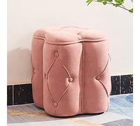 QYMYOZ Reposapiés pequeño con Almacenamiento, de Terciopelo, con Bonitos Botones, para Sala de Estar, Dormitorio, Entrada, Color Naranja, 32 x 32 x 45 cm, Rosa, 32 x 32 x 45 cm