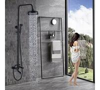 QYMYOZ Sistema de grifería de Ducha de Pared, Conjunto Combinado de grifería de Ducha de Pared de Bronce aceitado con Cabezal de Lluvia y Ducha de Mano, Mejora Moderna para baño
