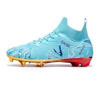 Qynthra Botas de Fútbol FG Ligeras Hombre y Mujer Diseño de Caña Alta Cómodas para Entrenamiento en Césped Firme Tallas Completas Disponibles,Electric Blue FG,39 EU