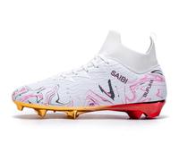 Qynthra Botas de Fútbol FG Ligeras Hombre y Mujer Diseño de Caña Alta Cómodas para Entrenamiento en Césped Firme Tallas Completas Disponibles,Pink FG,44 EU
