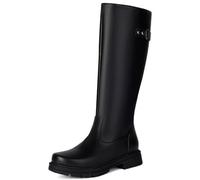 Qynthra Botas De Lluvia Plataforma Mujer hasta La Rodilla Material Impermeable Suela Gruesa con Hebilla Caminar Jardín Trabajo,Black (Velvet),36 EU