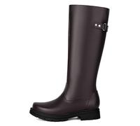 Qynthra Botas De Lluvia Plataforma Mujer hasta La Rodilla Material Impermeable Suela Gruesa con Hebilla Caminar Jardín Trabajo,Brown (Velvet),36 EU