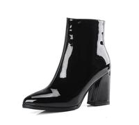 Qynthra Botas Tobillo Futuristas con Cremallera Lateral Tacón Bloque para Noches Club Ocasiones Especiales,Negro,39 EU