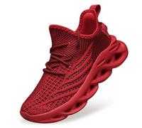 Qynthra Hombres Y Mujeres De Moda Tejido Malla Zapatillas Grueso Ola Suela Diseño Transpirable Casual Dad Zapatos para Calle Estilo Y Deportes,Rojo,37 EU