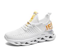 Qynthra Hombres Y Mujeres Trendy Tejido Malla Zapatillas Grueso Ola Suela Diseño Transpirable Casual Dad Zapatos para Calle Estilo Y Deportes,Blanca,41 EU