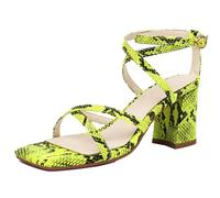 Qynthra Sandalias De Tiras Metalizadas Mujer Punta Cuadrada Tacón De Bloque Zapatos De Vestir con Tiras Cruzadas y Hebilla Al Tobillo para Vacaciones Resort y Eventos De Verano