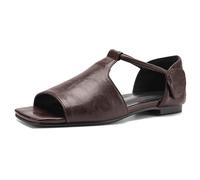 Qynthra Sandalias Planas Mujer Diseño De Caminata Cómoda Recorte Boca De Pez Estilo Romano Zapatos De Verano Casuales para Uso Diario Y Viaje Microfibra Ligera,Marrón,34 EU