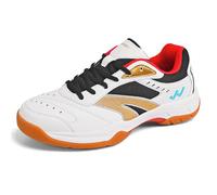 Qynthra Sneakers de bádminton con Cordones Hombres Mujeres Bajos Indoor Ajuste Seguro y Control,BlackGold,45 EU