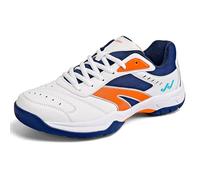 Qynthra Sneakers de bádminton con Cordones Hombres Mujeres Bajos Indoor Ajuste Seguro y Control,Navyorange,43 EU