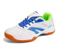 Qynthra Sneakers de bádminton con Cordones Hombres Mujeres Bajos Indoor Ajuste Seguro y Control,Whiteblue,41 EU