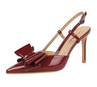 Qynthra Tacones Slingback De Fiesta Elegantes para Mujer De Piel Charol Punta Afilada Stiletto Pumps con Detalle De Lazo Tacón Alto para Cita Nocturna Y Evento De Cóctel,Burgundy,39 EU