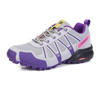 Qynthra Zapatillas Outdoor para Mujer, Ligeras y Transpirables, Antideslizantes, para Caminatas, Camping, Senderismo y Ciclismo,Grey Purple,40 EU