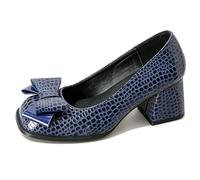 Qynthra Zapatos De Salón Comodidad Mujer Tacón De Bloque Estable Punta Cuadrada Sin Cordones Calzado De Vestir con Lazo Femenino En El Frente Largas Horas Estilo Business Casual,Azul,40 EU