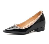 Qynthra Zapatos de Trabajo Cómodos Cuña Oculta 7cm Punta Estrecha de Charol para Todo el Día Suela de Goma Antideslizante Transpirable,Negro,39 EU