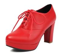 Qynthra Zapatos Salón Oxford Vintage Plataforma Mujer Cordones Punta Afilada
