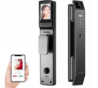 QYOEGSQ Cerradura de Puerta con reconocimiento Facial 3D, Cerradura de Puerta Inteligente con cámara, Cerradura de Puerta Digital WiFi con Huella Dactilar for Puerta de Entrada con cámara