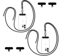 Qyoocom Cadena universal para teléfono móvil, 2 unidades, con 4 almohadillas universales, ajustable y desmontable, color negro