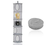 QYRDBGY Colgante de Malla Organizador, Almacenamiento Colgante con 5 Compartimentos Plegable Organizador Peluches Organizador para Juguetes Ropa Pequeña (Gris)