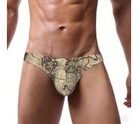 QYUHBNS Bikini elástico para hombre, diseño de mapa antiguo, con estampado de globo terráqueo, elegante, cómodo, con cintura ancha, Negro, S