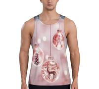 QYUHBNS Camiseta sin mangas para hombre con estampado de bola de Navidad, casual, suave, transpirable, para correr, deportes al aire libre, Negro, XL