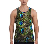 QYUHBNS Camiseta sin mangas para hombre con estampado de pavo real, casual, suave, transpirable, para correr, deportes al aire libre, Negro, 3XL