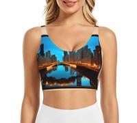 QYUHBNS Chicago - Brasier deportivo para mujer, ligero, transpirable y elástico, Negro, S