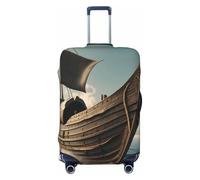 QYUHBNS Funda elástica para maleta con estampado de barco vikingo, lavable, ligera, a la moda (S-XL), Black, XL
