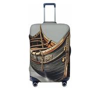 QYUHBNS Funda elástica para maleta con estampado de barcos vikingos, lavable, ligera, a la moda (S-XL), Black, XL