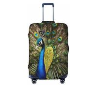 QYUHBNS Funda elástica para maleta con estampado de plumas de pavo real, lavable, ligera, a la moda (S-XL), Black, M