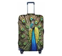 QYUHBNS Funda elástica para maleta con estampado de plumas de pavo real, lavable, ligera, a la moda (S-XL), Black, M