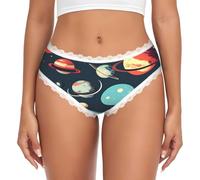 QYUHBNS Outer Space Planet Print - Ropa interior de encaje para mujer, cintura baja, elástica, transpirable, blanco, L