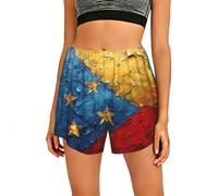 QYUHBNS Pantalones cortos de pijama con estampado de la bandera de Venezuela, suaves y elásticos con bolsillos, Negro, XL