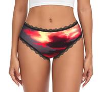 QYUHBNS Red Sky At Night - Ropa interior de encaje con estampado estrellado para mujer, de talle bajo, elásticos, transpirables, Negro, XXL