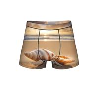 QYUHBNS Seashell Landscape On The Beach - Calzoncillos tipo bóxer transpirables para hombre, suaves y cómodos, Negro, XL