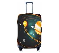 QYUHBNS Solar System - Funda elástica para maleta con estampado de Júpiter Saturno, lavable, ligera, a la moda (S-XL), Black, L