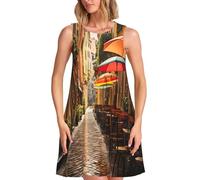 QYUHBNS Vestido sin mangas con estampado callejero italiano para mujer, para la playa y uso diario, disponible en tallas de S a 3 XL, Negro, S