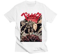 QYUIPEXE Anime Berserk Guts Skull Knight T Shirt Men White S